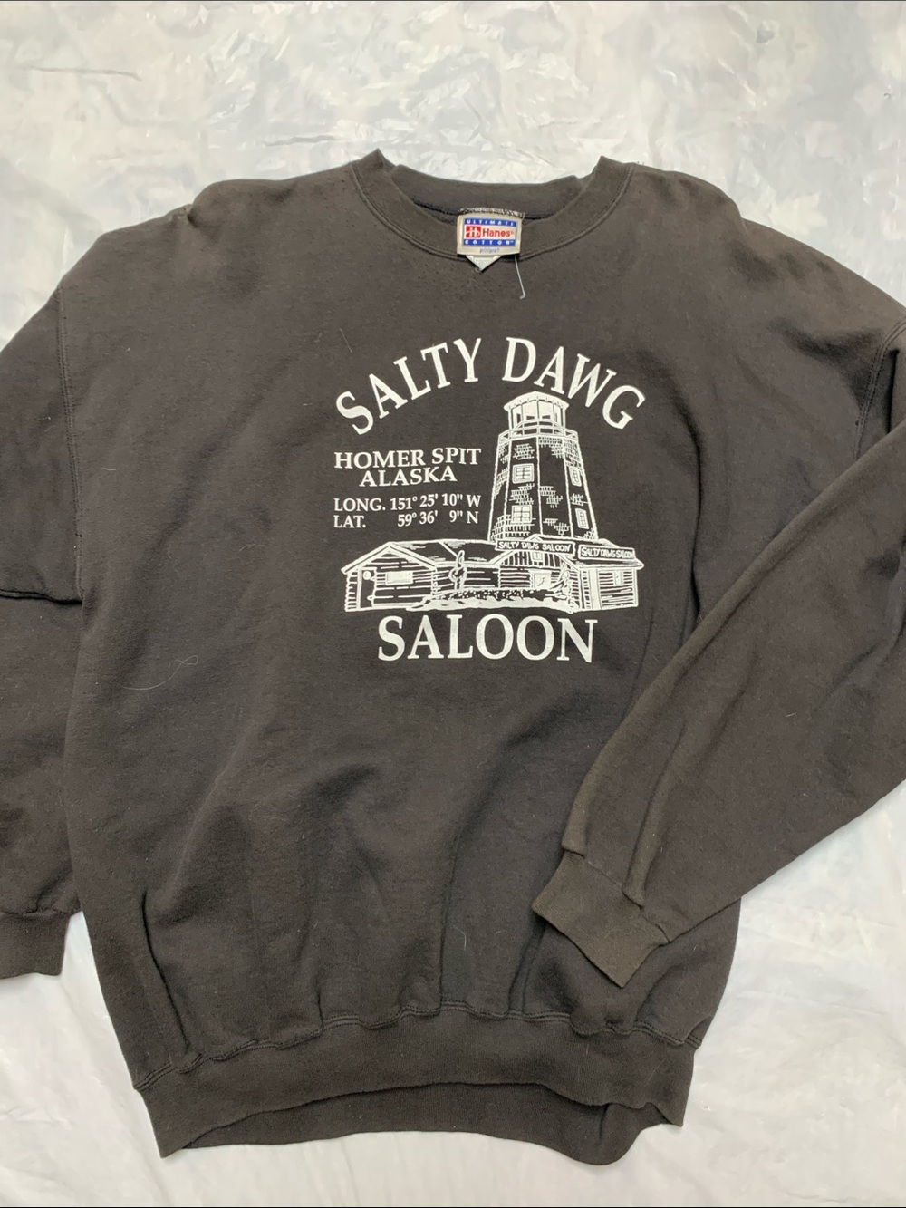 Vintage 90s Salty Dog Saloon Homer Alaska Crewneck Graphic Sweatshirt Brown XL